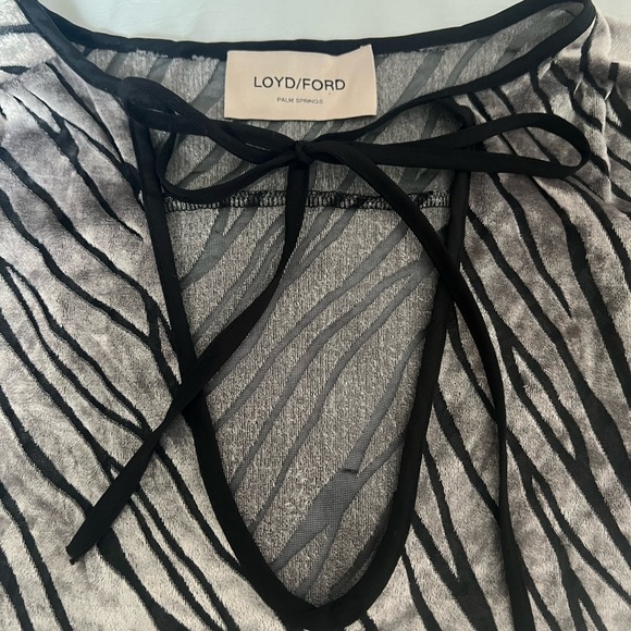 Loyd/Ford Palm Beach Top Blouse Burnout Velvet Zebra Stripe Small Punk Glam - Picture 8 of 10